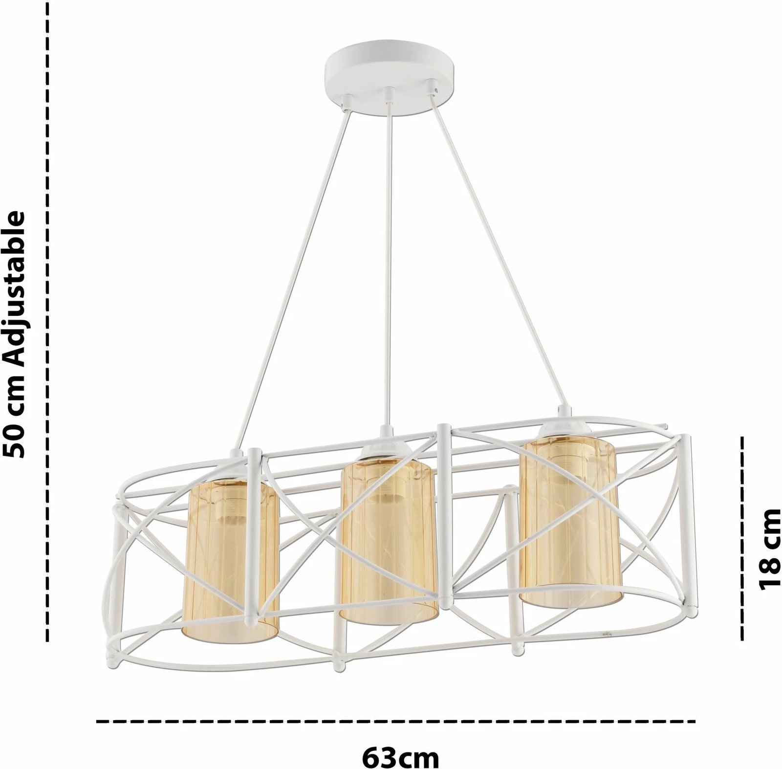 Llambë tavani Opviq, Dratrio, xham i bardhë dhe i verdhë