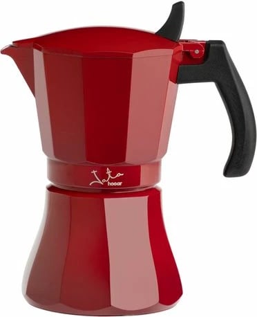 kafe-bërës italian (moka) JATA HCAF2006 6 filxhanë, për induksion, trup alumini, i kuq