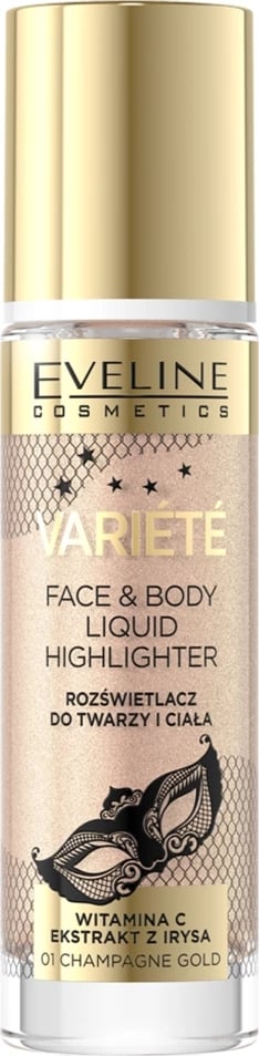 Highlighter i lëngshëm Eveline Cosmetics Variete 01 Champagne Gold 30ml