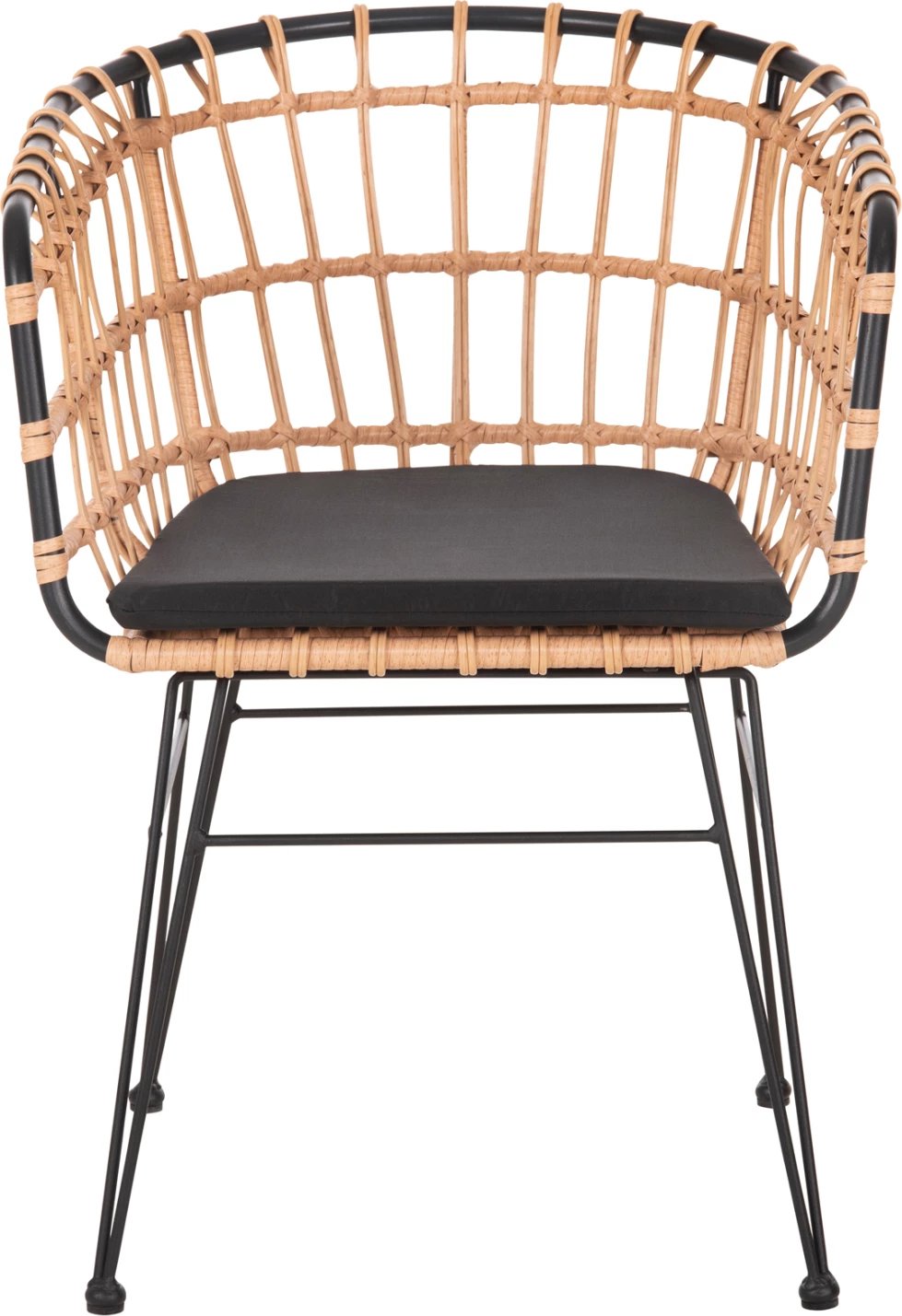 Karrige për jashtë ALLEGRA FH5456.11 metalike & jastëk ngjyrë e zezë - Wicker bezhë 58x61x81Hcm