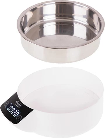 Peshore kuzhine, Adler AD 3166, kapacitet 5 kg, tas çelik inox 900 ml, ekran LCD me ndriçim, e bardhë