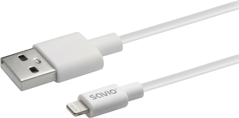 Kabllo USB-A në Lightning Savio CL-192, 1m, Bardhë