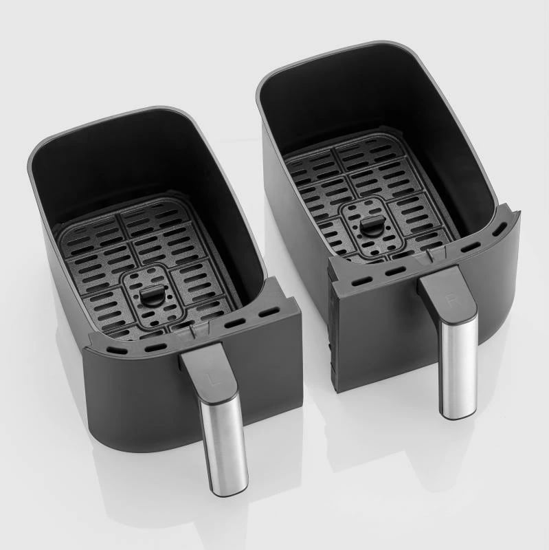 Fritezë me ajër të nxehtë dyfishe, Severin, FR 2453, 2x 3.8L, 8 programe, 80–200°C, funksion tharjeje, 1950 W, e zezë/argjendtë