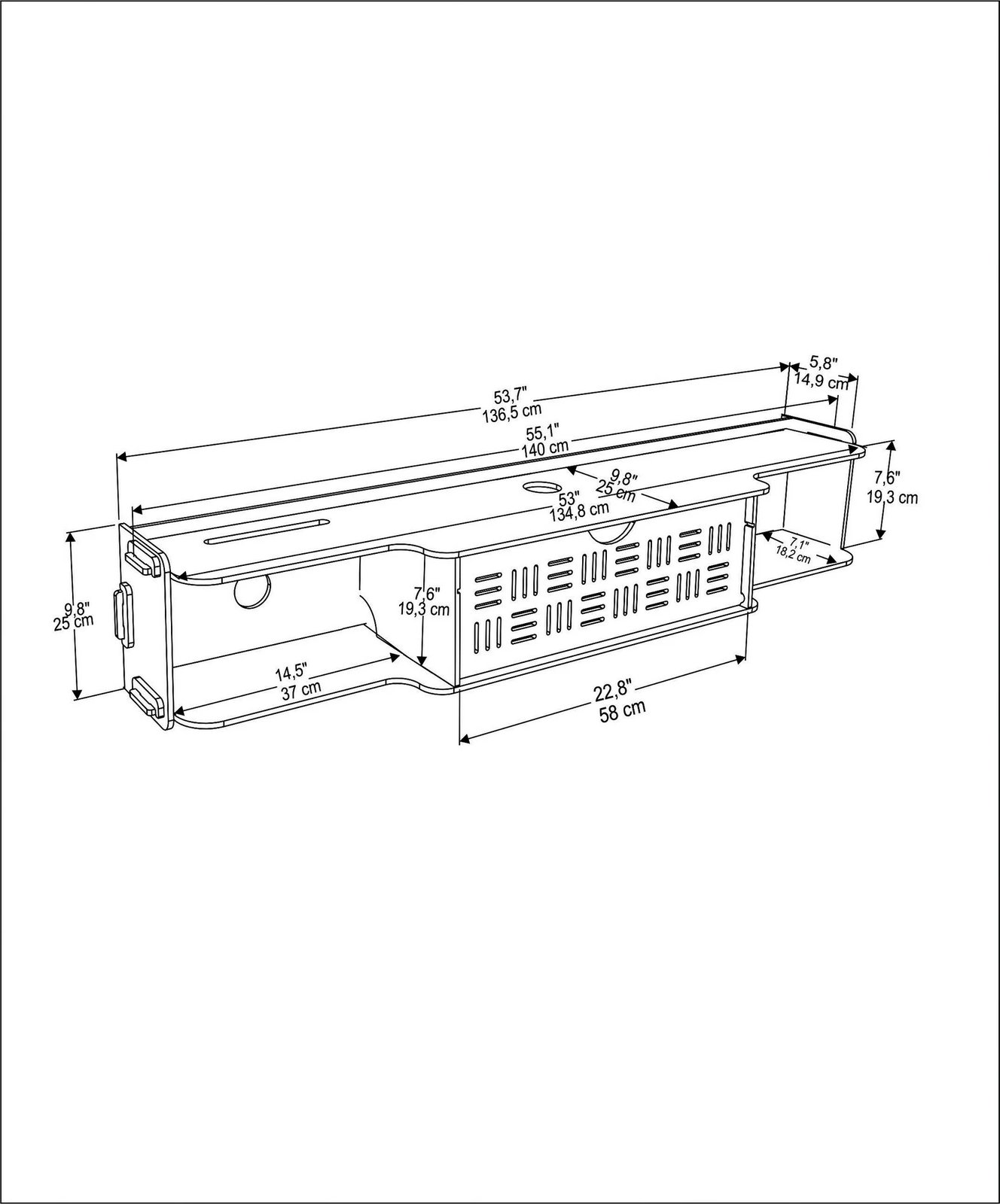 Komodë TV Skye Decor, ngjyrë lisi, për mur