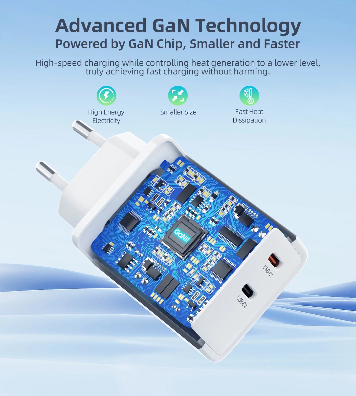 Karikues muri Choetech PD6013, 2x USB-C PD, 65W, i bardhë