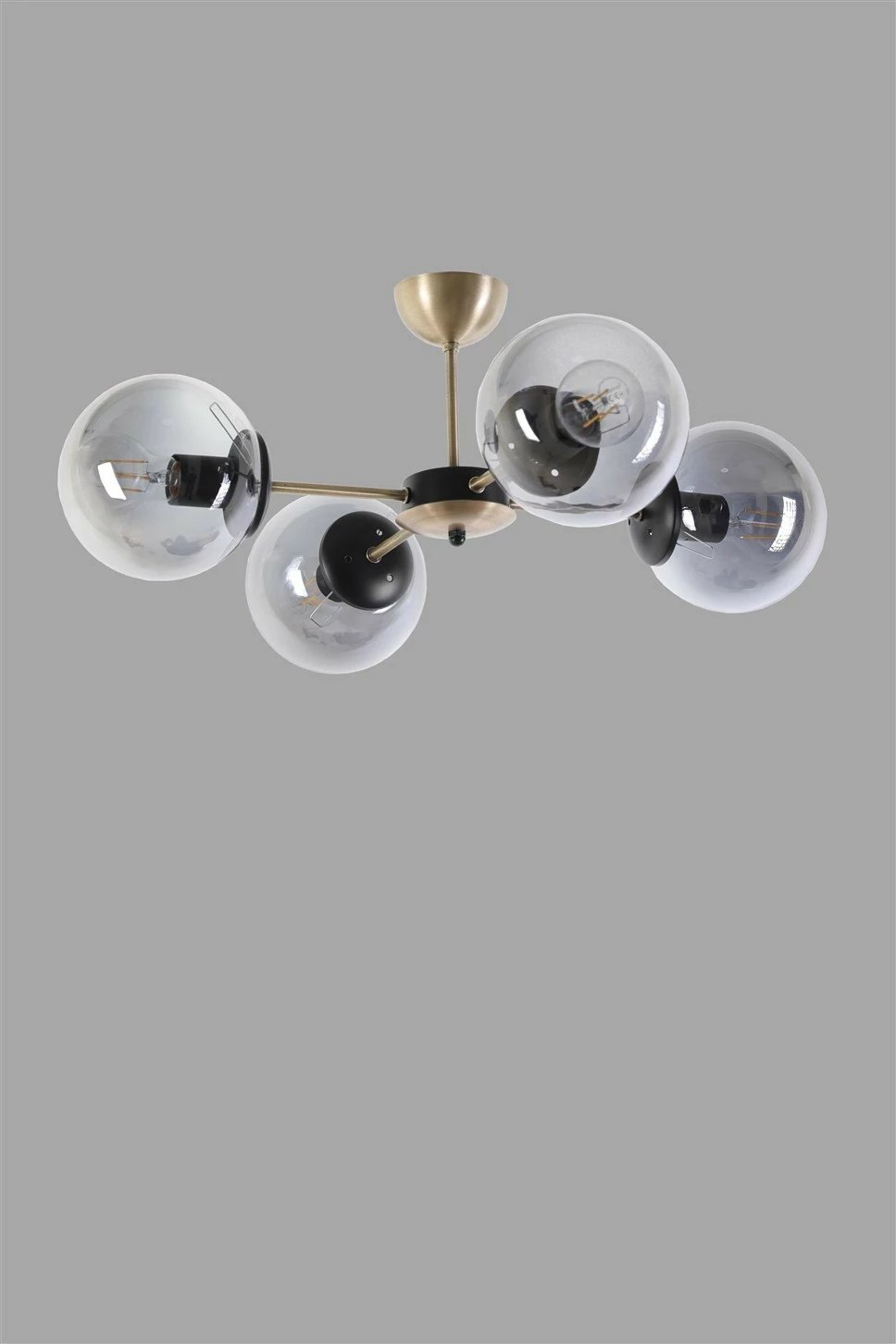 Llambë tavani Opviq Venüs, 4 llamba, qelq fume, bakër