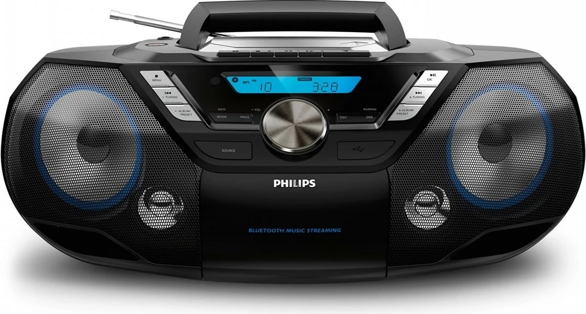 Radio/CD bumbox Philips AZB798T/12 Bluetooth, USB, DAB/DAB+/FM, CD/MP3, kasetofon, 12 W, i zi