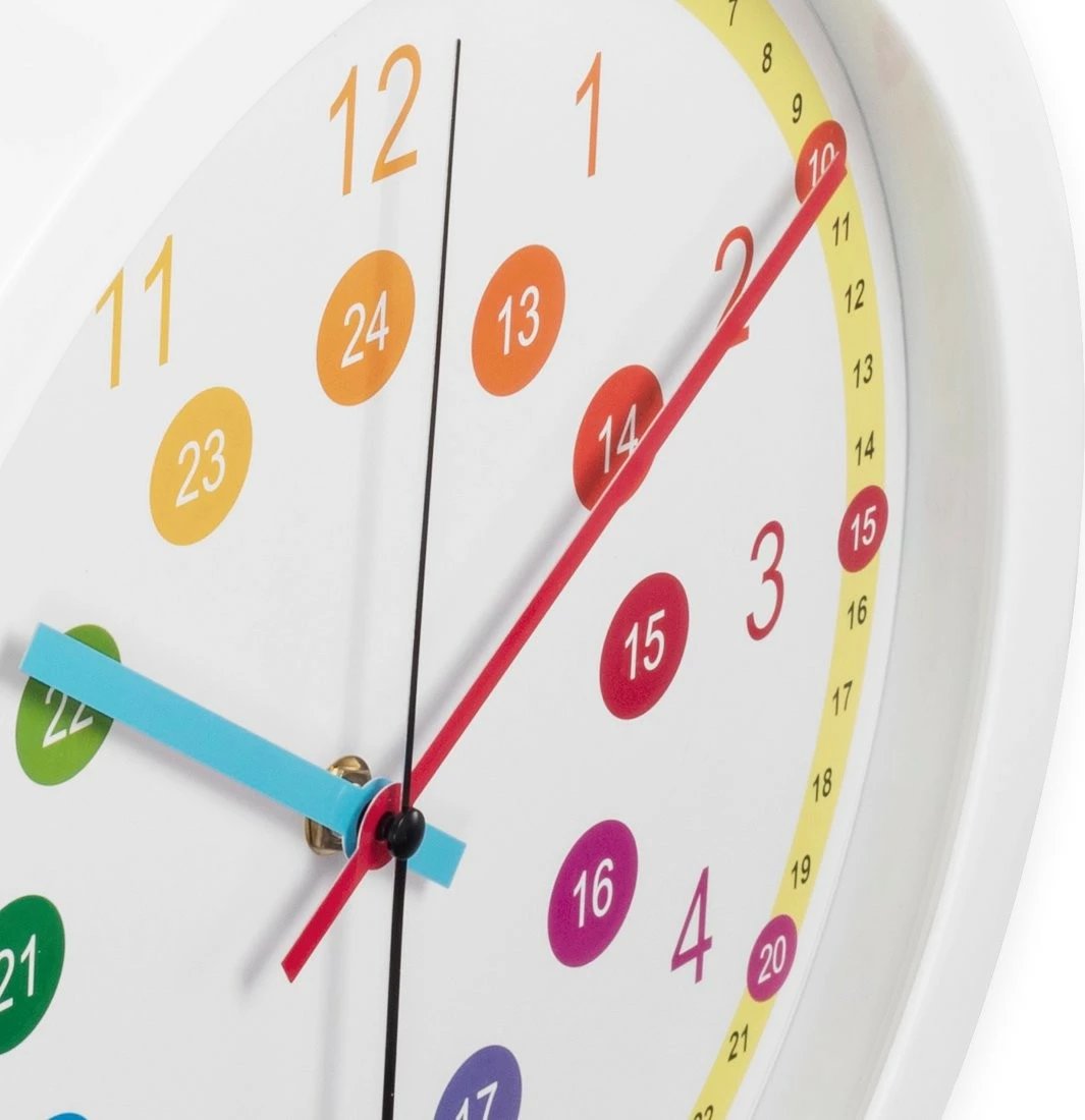 Orë muri Hama Easy Learning, 30cm, analoge, shumëngjyrëshe, e bardhë