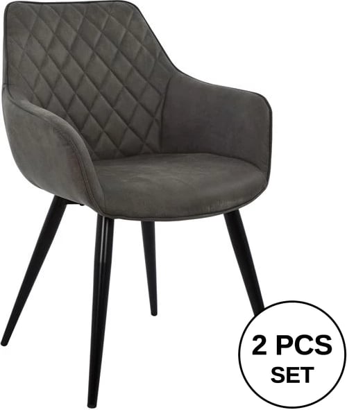 Karrige me krahë Mando, FH8006.10, stof Nubuck gri, 60x60x84 cm, set prej 2 copë