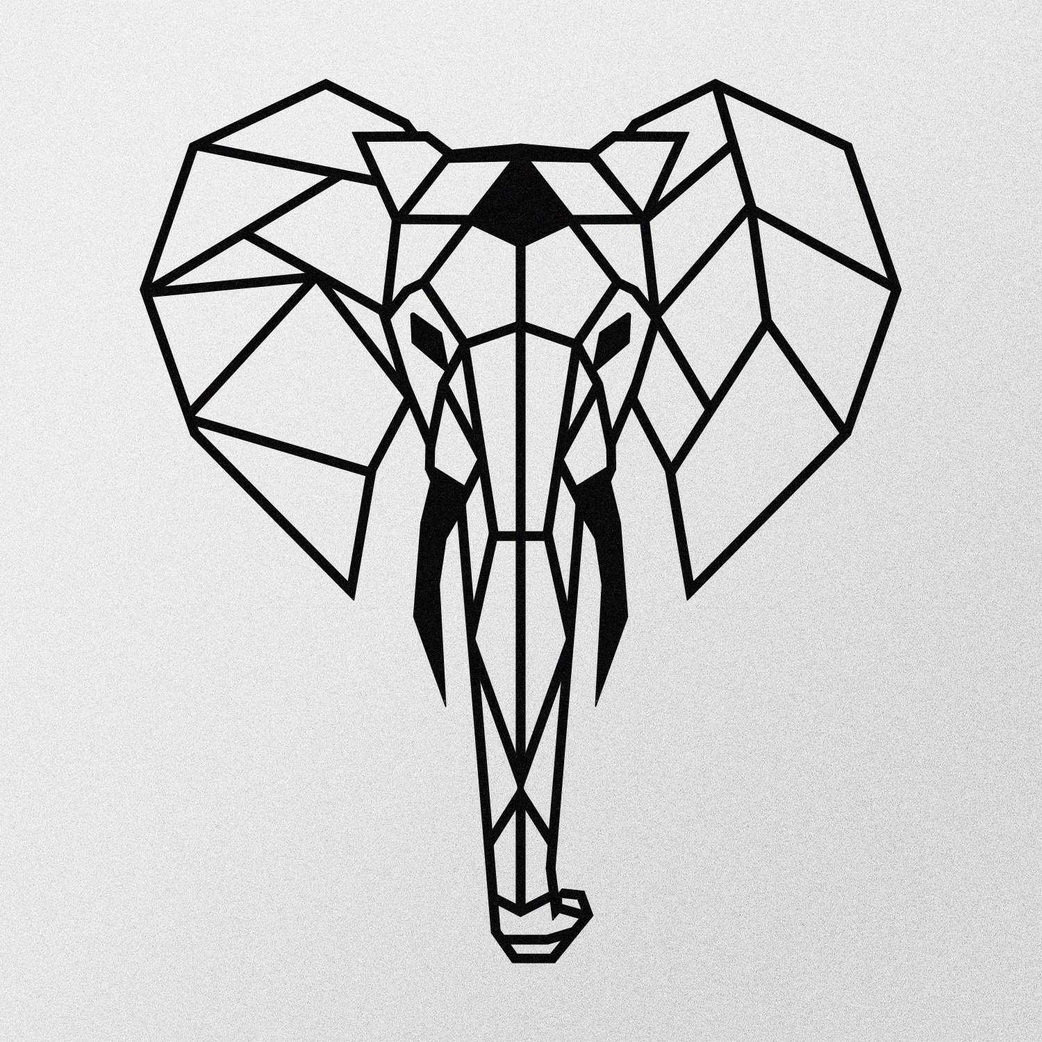 Dekor metalik për mur, elefant, ngjyrë e zezë, Wallity, 45x52cm