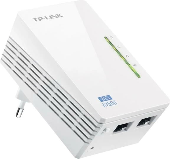 Zgjerues Powerline me Wi‑Fi, TP-Link TL-WPA4220, AV600 600Mbps, 2x LAN, Wi‑Fi Clone, e bardhë