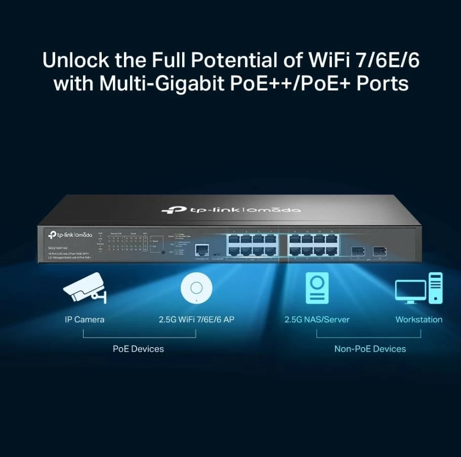 Switch TP-LINK SG3218XP-M2, 16x2.5GE PoE+, 2xSFP+, i zi
