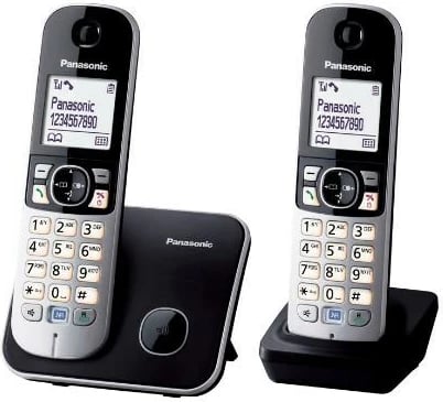 Telefon fiks Panasonic KX-TG6812, i zi, argjend
