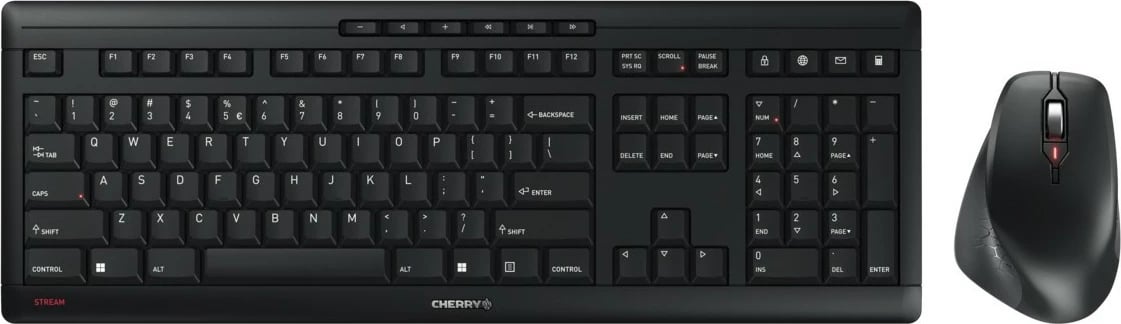 Kasë Cherry STREAM DESKTOP COMFORT, Wireless, RF Wireless, Scissor key switch, QWERTY, E zezë, Maus i përfshirë