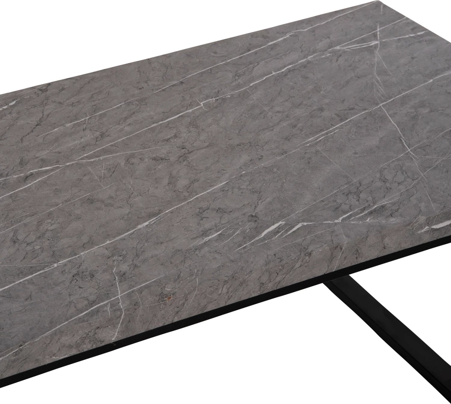 Tavolinë kafeje FH9585.02 MDF, sipërfaqe tavoline ngjyrë mermeri gri, bazë metalike e zezë, 120x60x46 cm