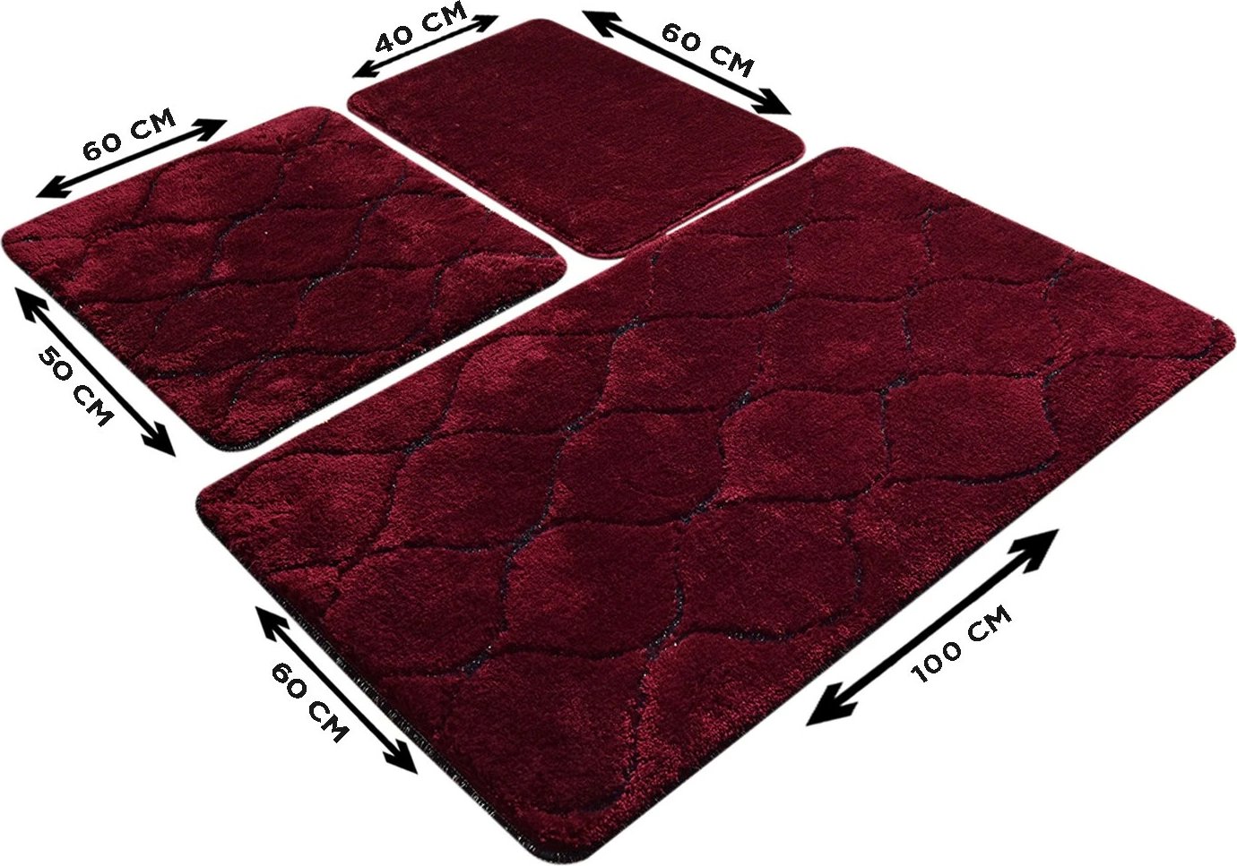 Set tapetash banjoje akrilike (3 copë), Mijolnir Infinity, ngjyrë qershie Set tapetash banjoje akrilike (3 copë), Mijolnir Infinity, ngjyrë qershie