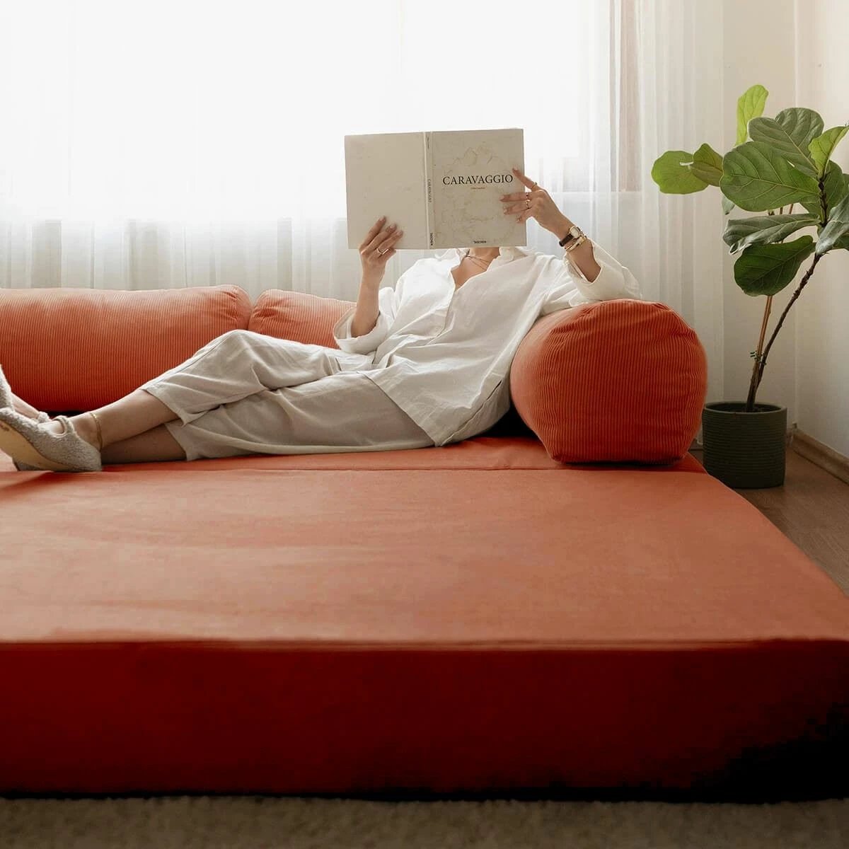 Divan-krevat treshe, ngjyrë vermilion, Atelier del Sofa, Nook