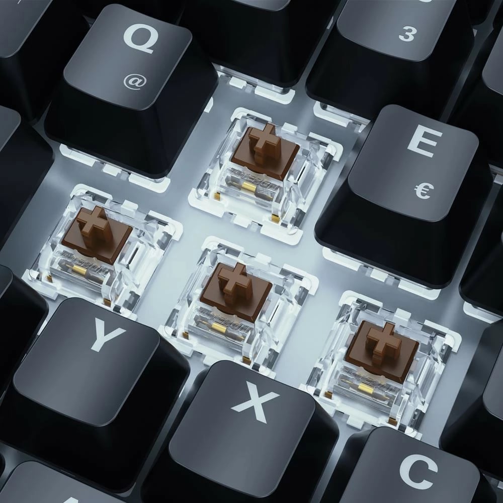 Tastierë mekanike SHARKOON SKILLER SGK50 S3, Gateron Brown, RGB, 75%, DE layout, e zezë
