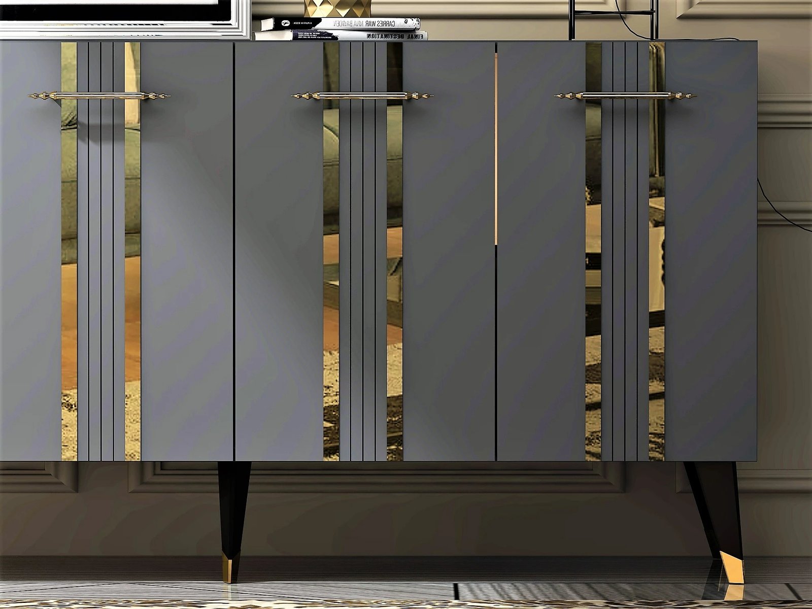 Konsol Hanah Home, Asel, anthracite-gold