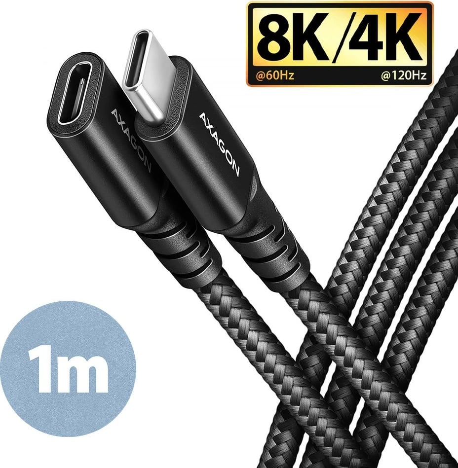 Kabllo zgjatuese USB-C AXAGON BUCM32-CF10AB, 1m, 20Gbps, 240W, e zezë