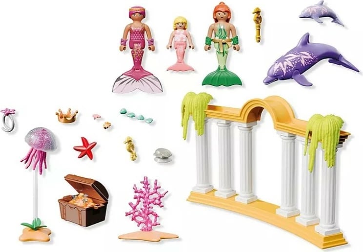 Set lodrash Playmobil Princess Magic 71861 me figura sirenash dhe delfinë, 49 pjesë