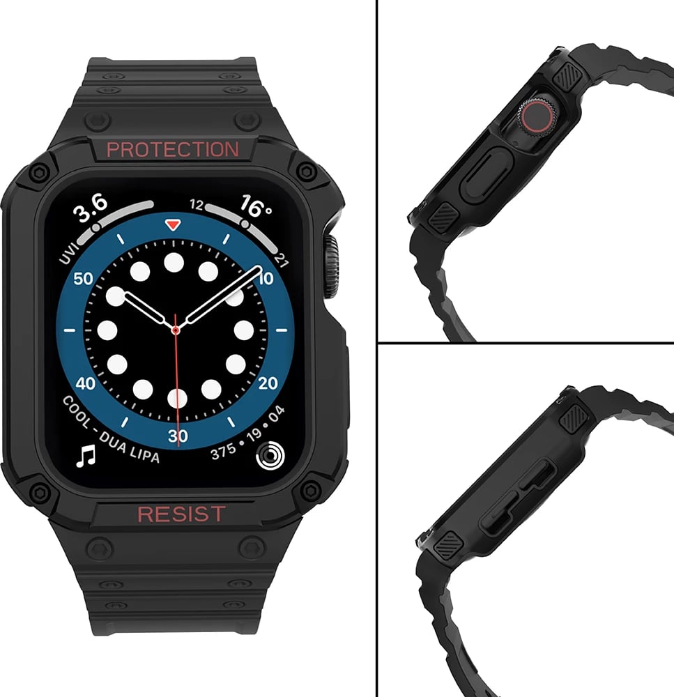 Mbështjellës me rrip për Apple Watch Hurtel Protect Strap Band, 41/40/38mm, i zi