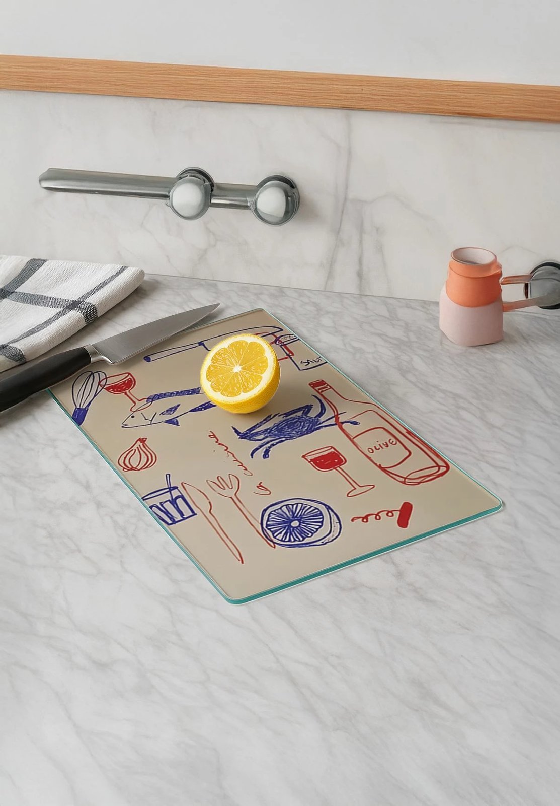 Dërrasë prerëse Hermia, qelq i temperuar, shumëngjyrëshe, 30x40cm Dërrasë prerëse Hermia, qelq i temperuar, shumëngjyrëshe, 30x40cm