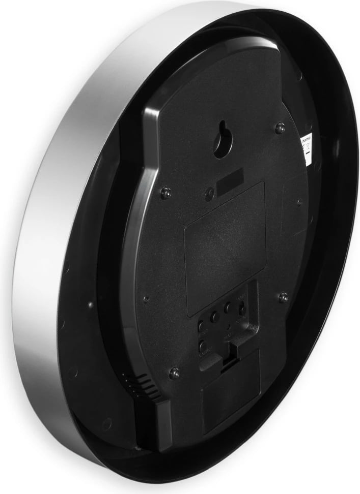 Orë muri Hama Moorea, 30cm, elektronik, argjend, e bardhë
