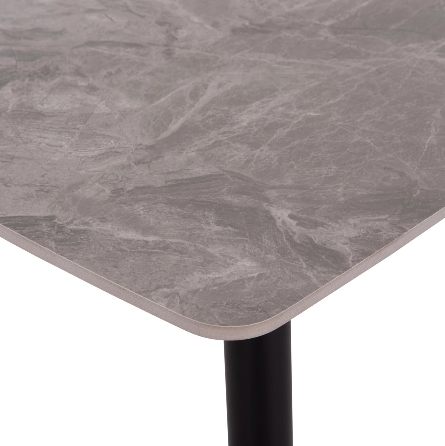 Tavolinë ngrënieje RAVEN, sipërfaqe qeramike, pamje mermeri gri, 160x80x74cm