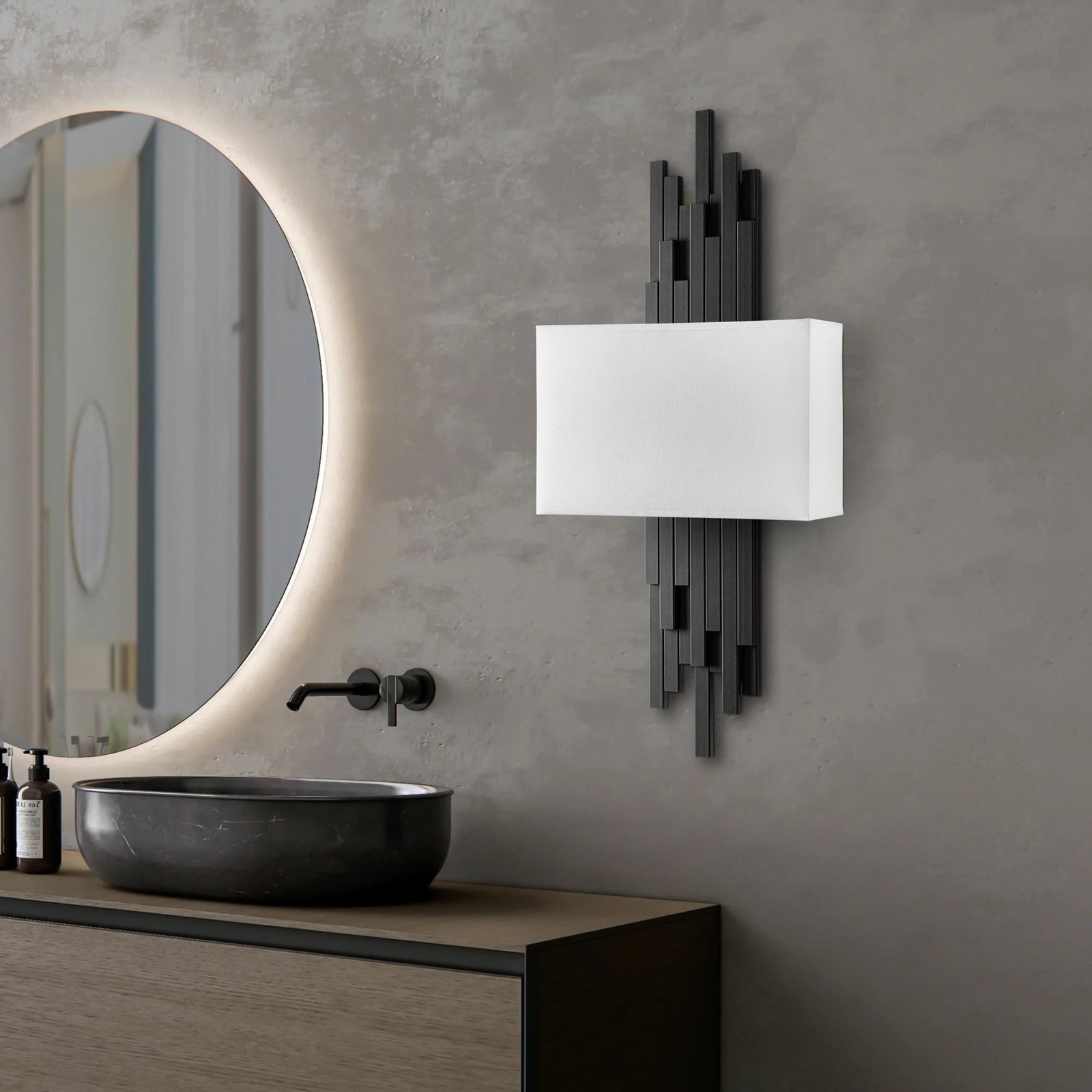 Llambë muri Opviq, Axıs - 15101, metal dhe pëlhurë, e zezë dhe e bardhë