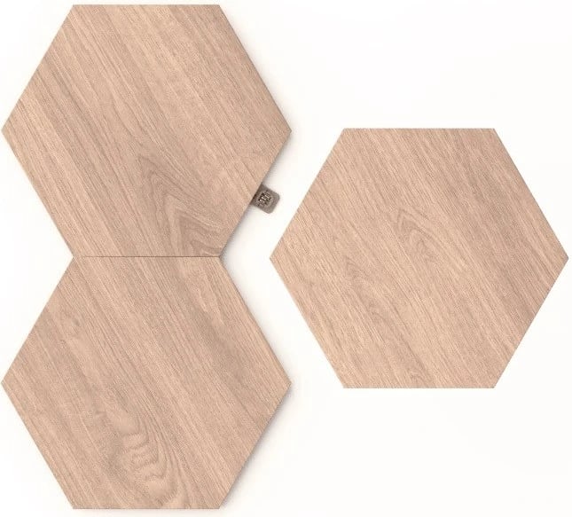 Panel ndriçimi dekorativ Nanoleaf Elements Wood Look Hex Expansion Pack 3, ngjyrë dru