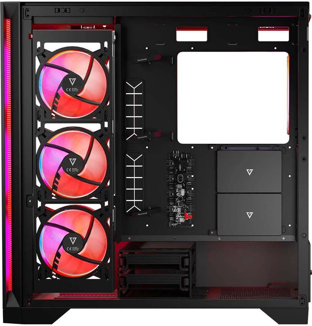 Kasë, MODECOM Volcano Expanse S Apex ARGB (AT-EXPANSE-SG-10-000000-0002), Midi Tower ATX, 4x140mm ARGB, panel xhami i temperuar, USB-C, e zezë