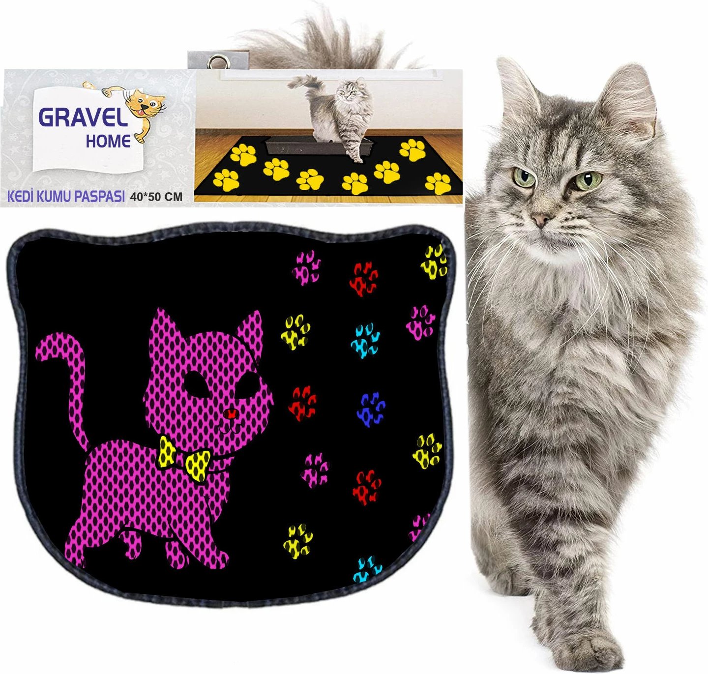 Tapet për rërë mace, shumëngjyrësh, Paws & Whiskers, Kdkafa0104, 40x50cm