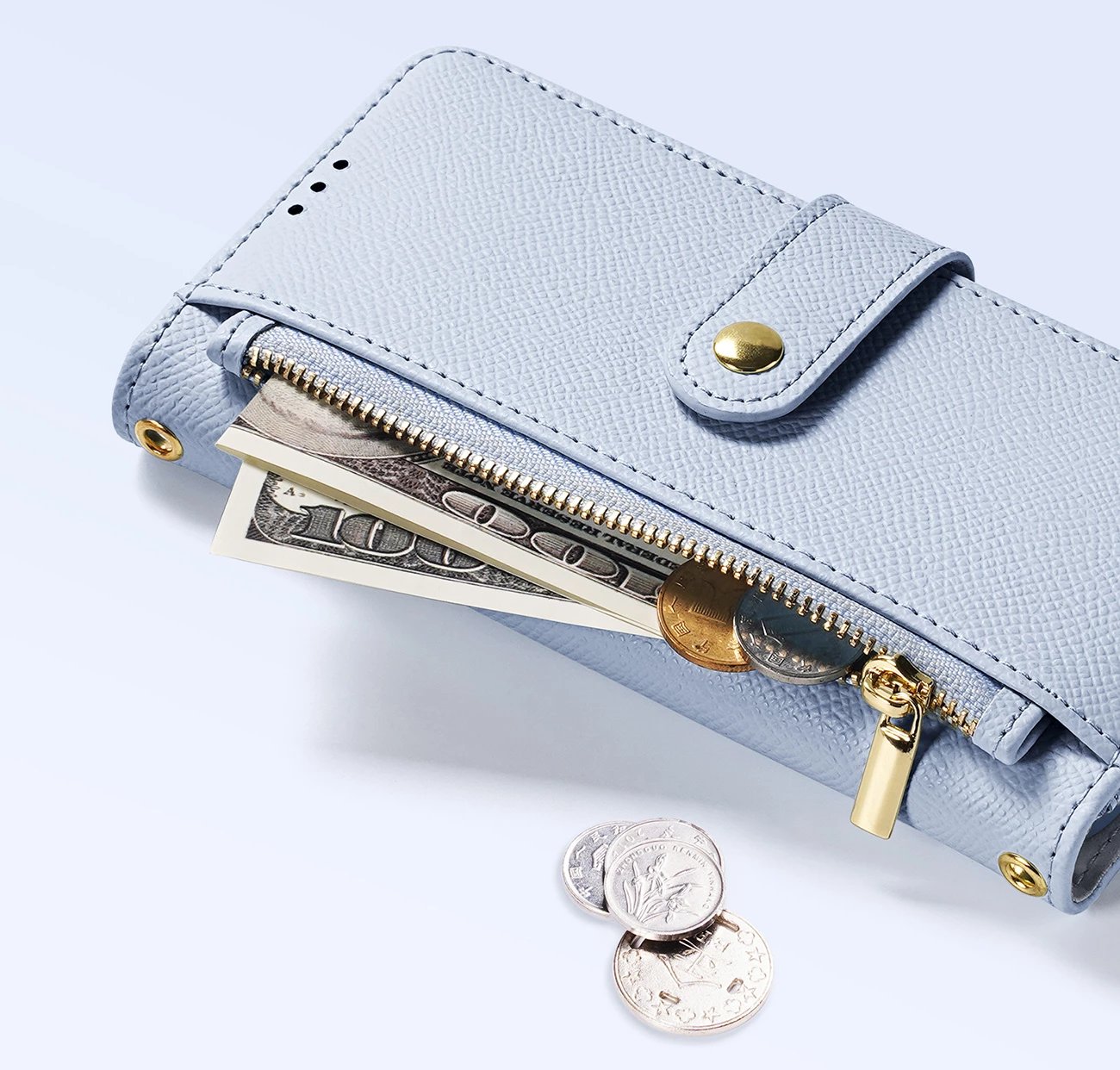 Mbështjellës Dux Ducis Lawa për iPhone 15, lëkurë, me portofol magnetik, kaltër