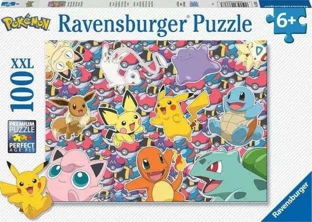 Puzzle XXL për fëmijë Ravensburger Pokemon 100 pjesë, 49x36cm