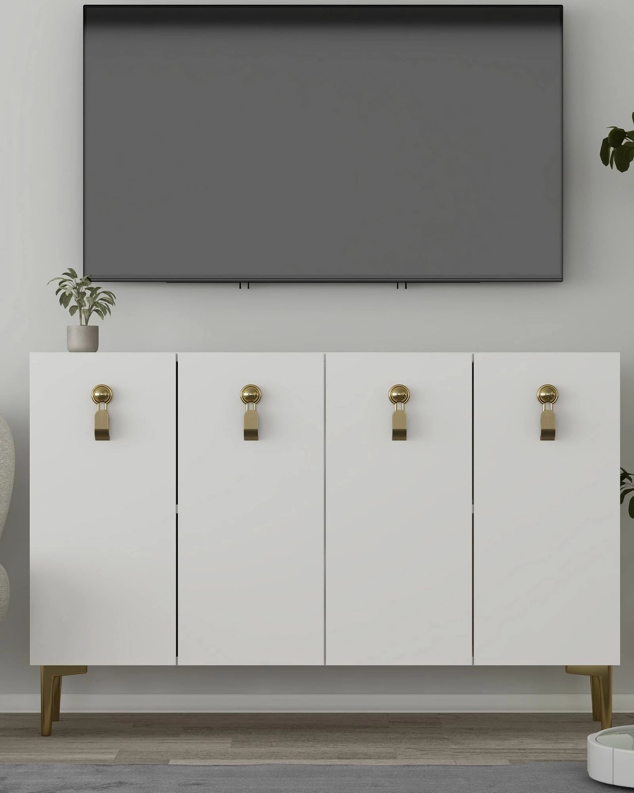 Konsolë Skye Decor, e bardhë dhe ari, 8181KM-64