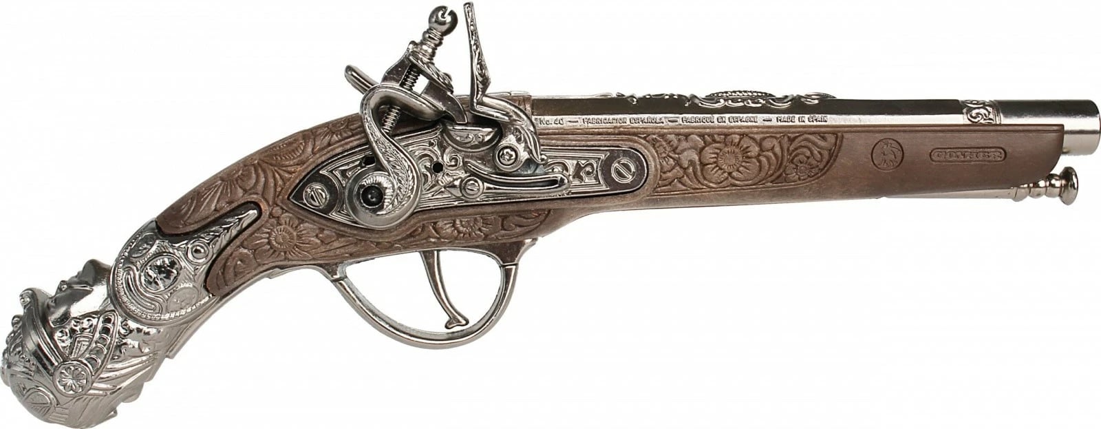 Pistoletë lodër metalike Pulio Gonher Pirate, 27 cm, Kafe/Argjend