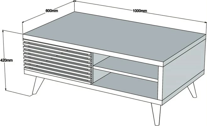 Tavolinë kafeje dy-katëshe, ngjyrë arrë dhe e bardhë, Skye Decor, Grande