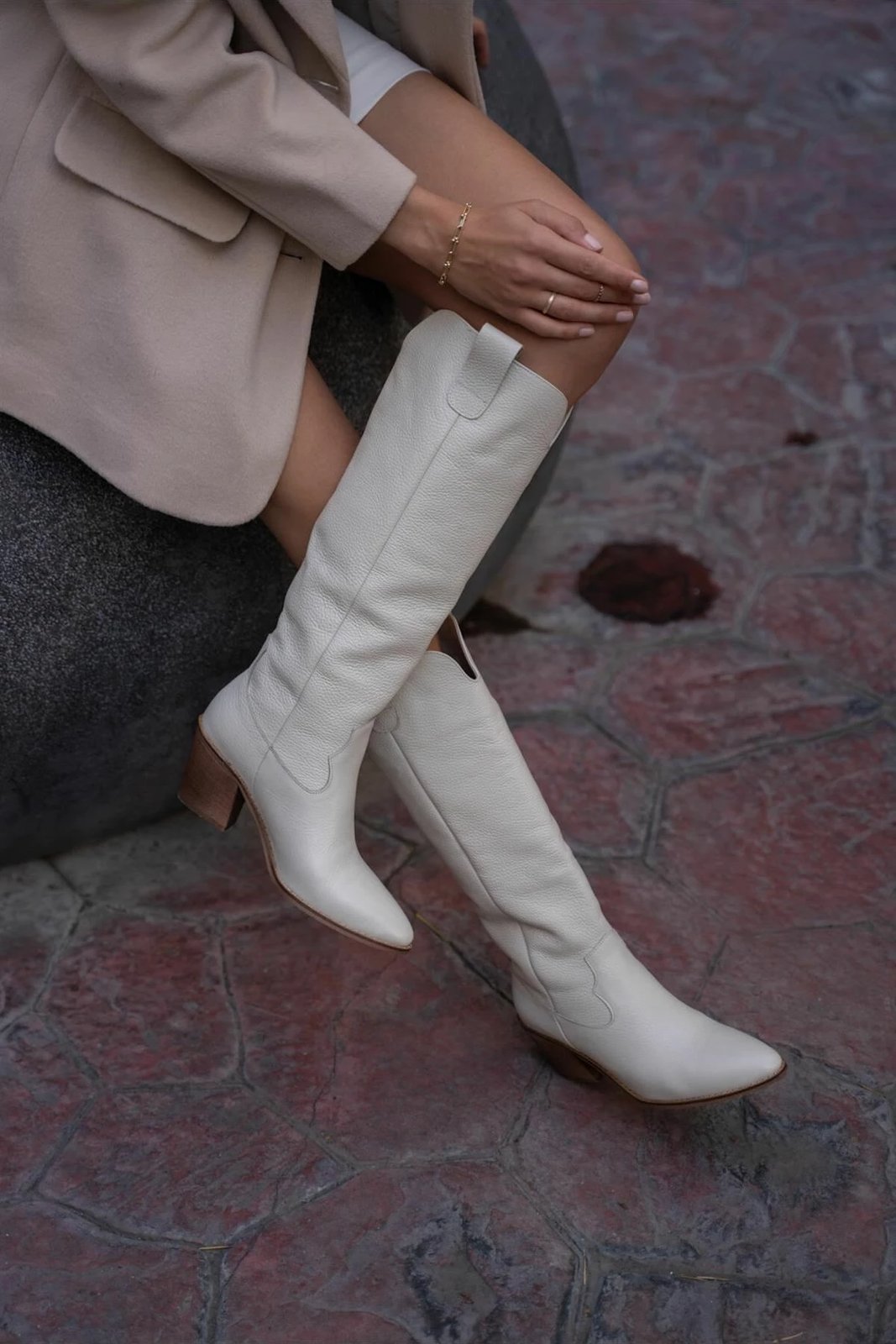 Çizme lëkure për gra, Jumeon, ngjyrë bezhë, MK1350123SFT10-01