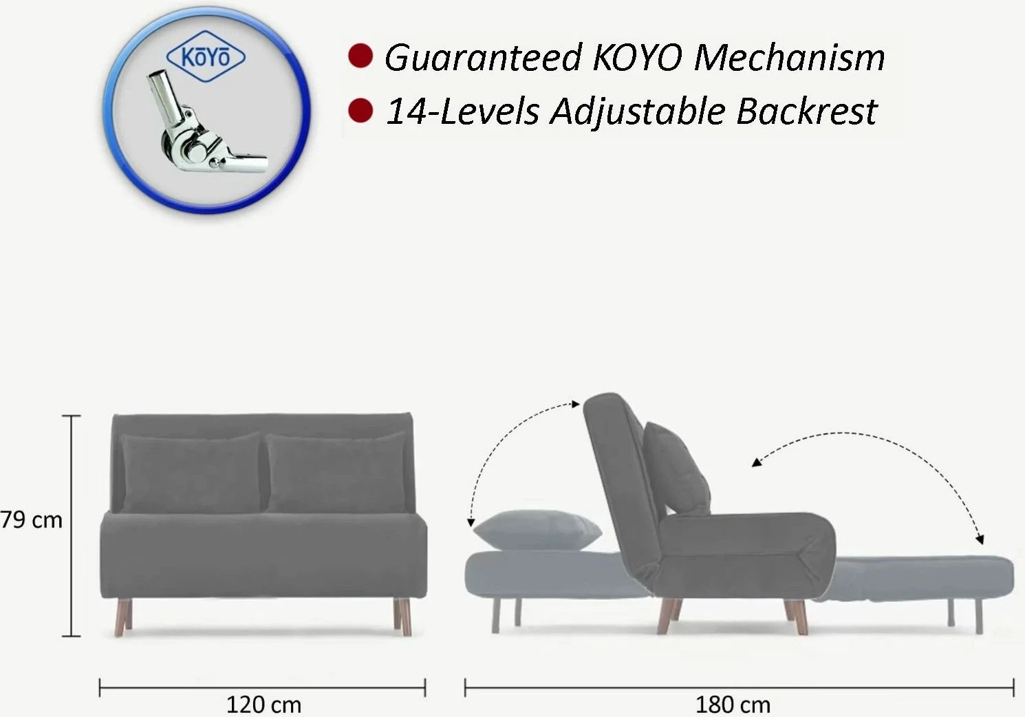 Divan-krevat dy ulëshe, ngjyrë gri e çelët, Folde, Atelier del Sofa