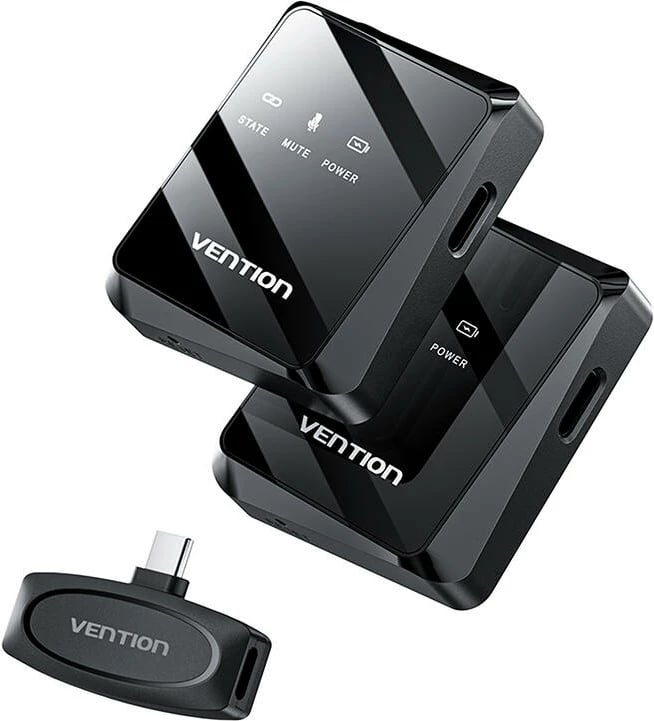 Set mikrofonash wireless Vention NCBB0, USB-C, i zi, 2 copë