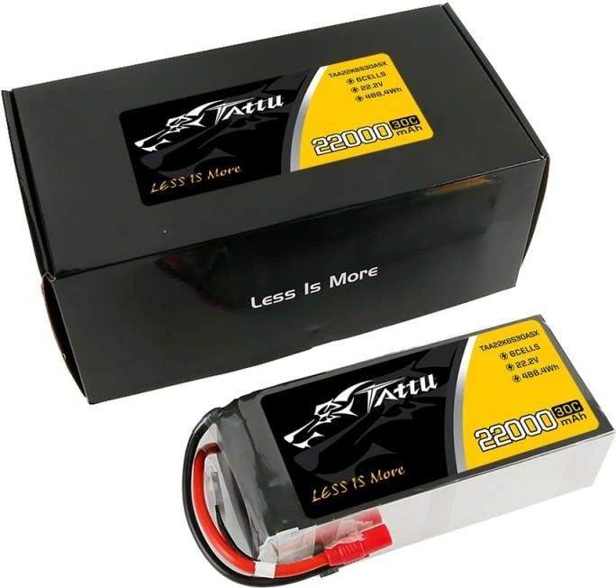 Bateri LiPo Tattu 22000mAh 22.2V 30C 6S1P me AS150+XT150