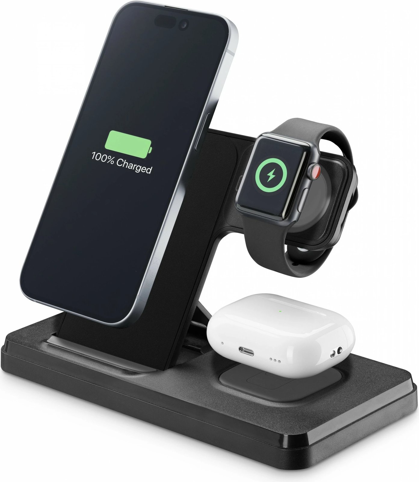 Stacion karikimi wireless Cellular Line TRIPLE STATION 3 IN 1, për Apple, 18W, e zezë