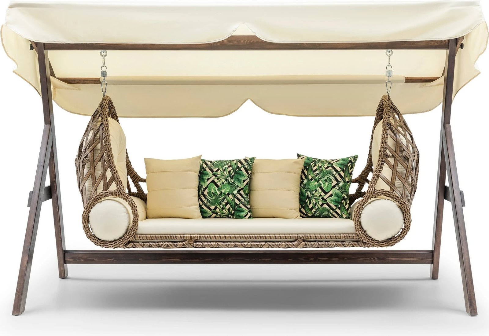 Karrige lëkundëse treshe për kopsht, ngjyrë krem, Skye Decor, Saltanat