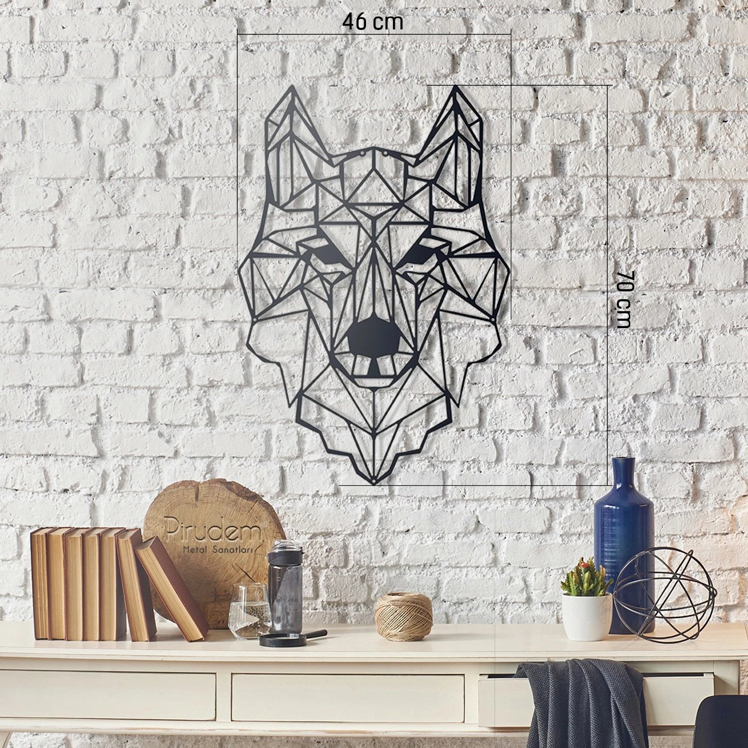 Aksesor dekorativ metalik për mur, Wallity, Kurt, ngjyrë e zezë, 46x70cm