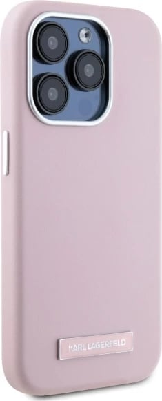 Mbështjellës Karl Lagerfeld FW Metal Plate MagSafe për iPhone 15 Pro Max, Rozë