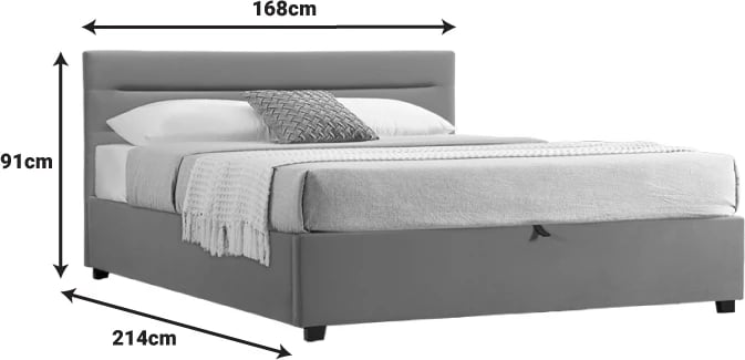 Krevat dopio Molito kadife ngjyrë gri e lehtë me depo 160x200cm