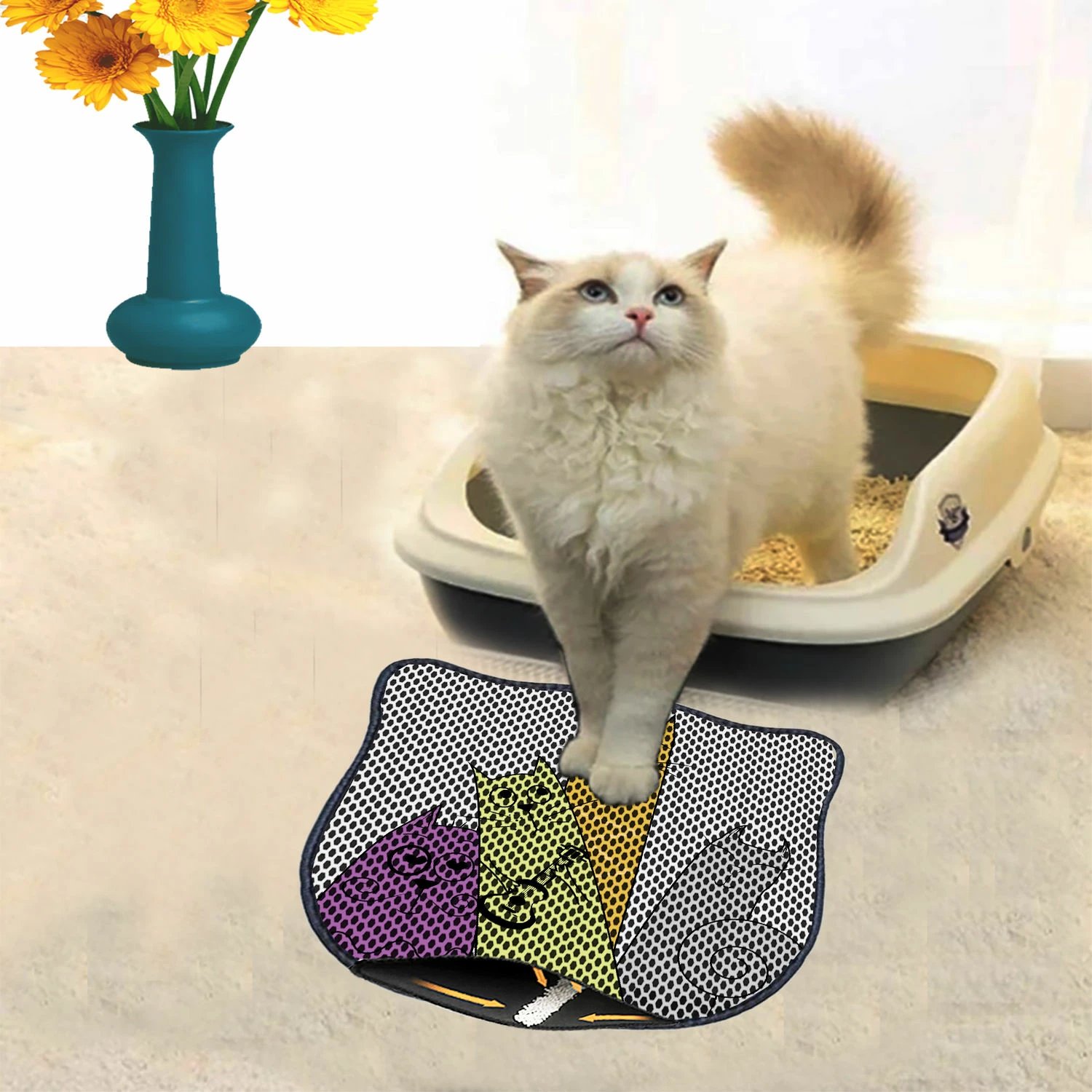 Tapet për rërë mace, shumëngjyrësh, Paws & Whiskers, Kdkafa0250, 40x50cm