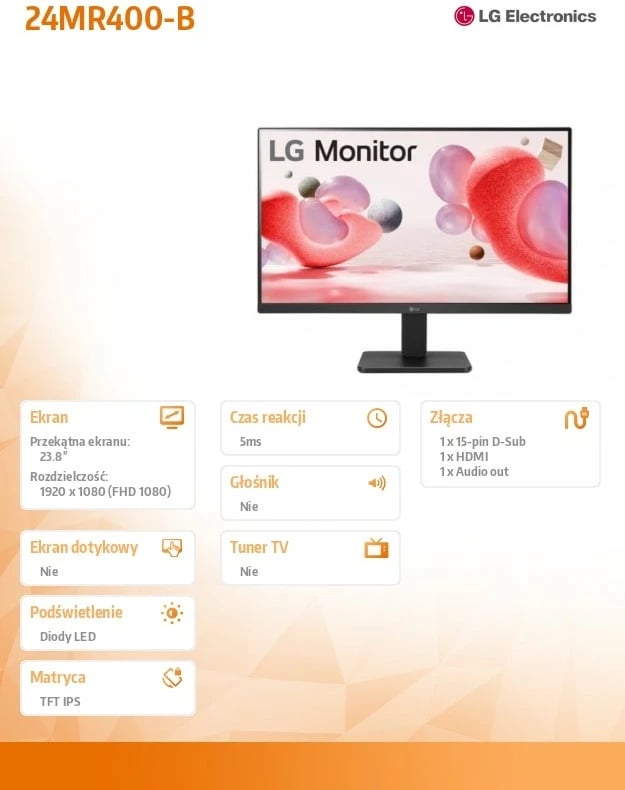 Monitor LG 24MR400-B, 23.8", IPS, FHD, 100 Hz, i zi