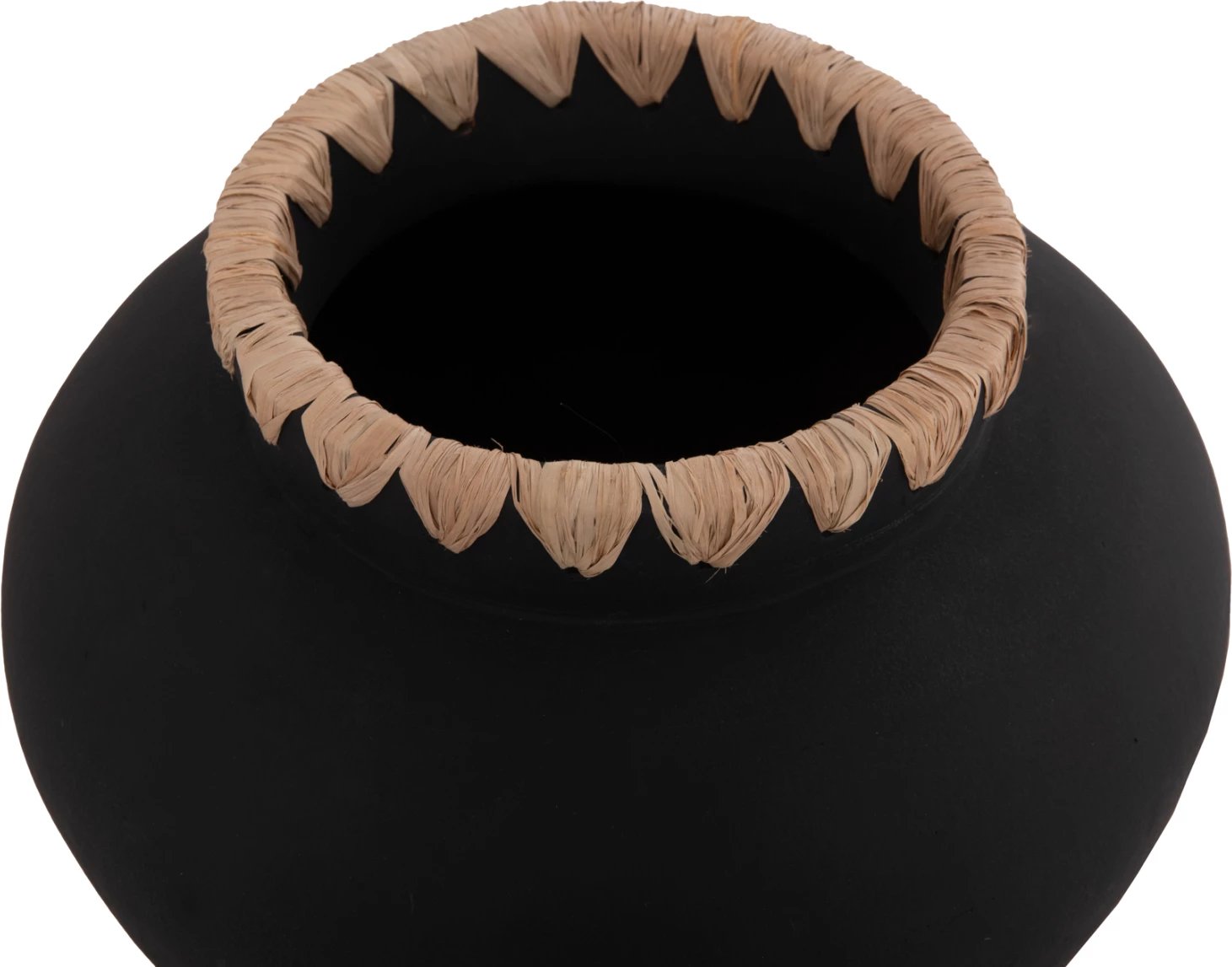 Vazo dekorative RENTON(M) FH4732 terrakota, ngjyrë e zezë, me thurje kashte në buzë, Φ28x23H cm Vazo dekorative RENTON(M) FH4732 terrakota, ngjyrë e zezë, me thurje kashte në buzë, Φ28x23H cm